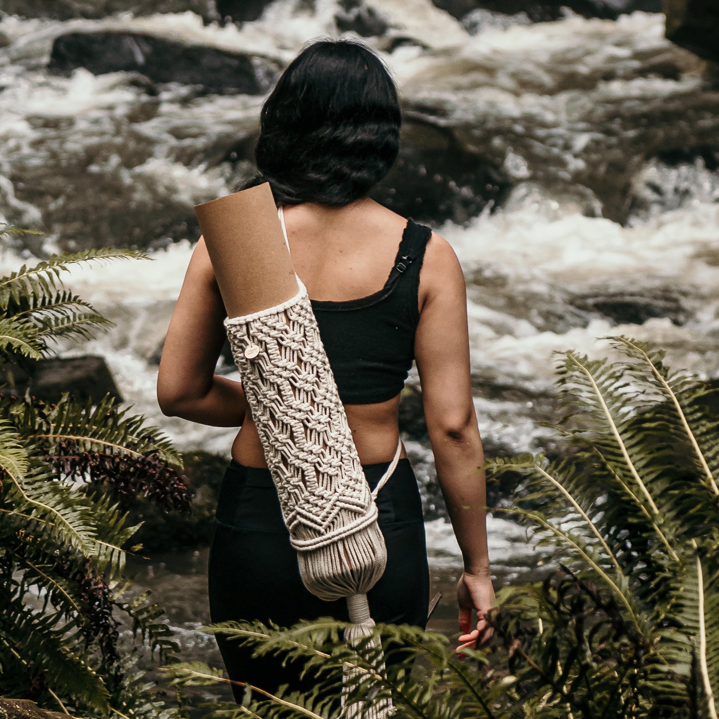 KosmoKnot __kosmoknotart__ macrame yoga mat bag carrier cotton sustainable handmade yoga mat strap Apollo Bay Otways beach
